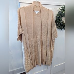 Liz Claiborne women's XXL tan cardigan open front short sleeve fall NWOT